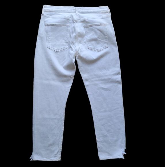 AGOLDE Toni Jeans Straight Distressed Mid Rise Measures 33 White Grunge Parisian - Picture 3 of 11